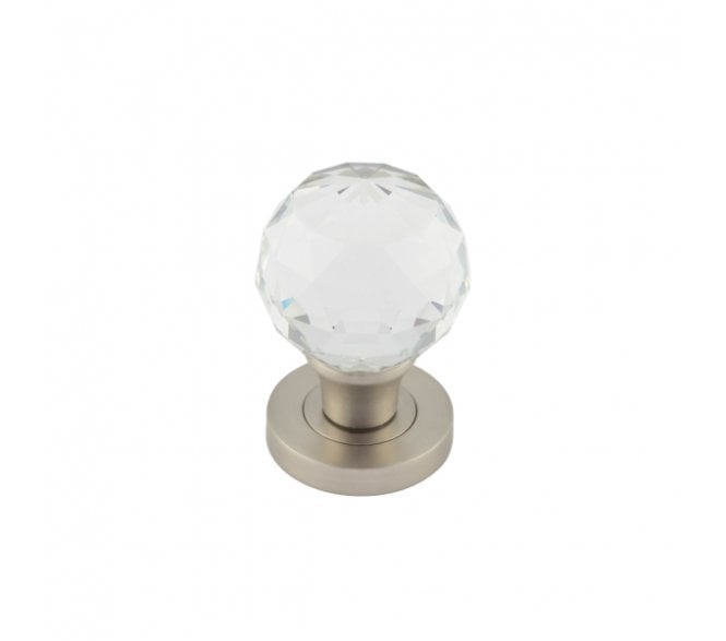 Frelan JH5255 Facetted Crystal Glass Door Knobs - Satin Nickel