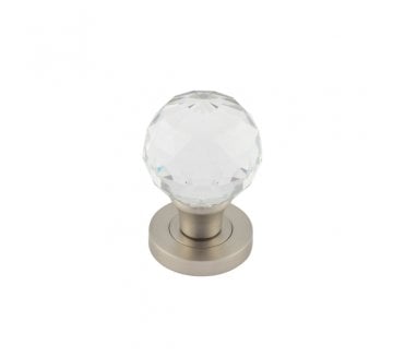 Frelan JH5255 Facetted Crystal Glass Door Knobs - Satin Nickel
