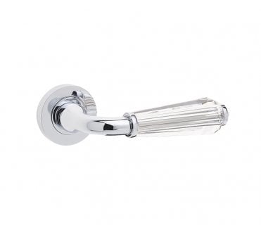 Frelan JH5312 Fluted Glass Door Handles On Rose - Polished Chrome