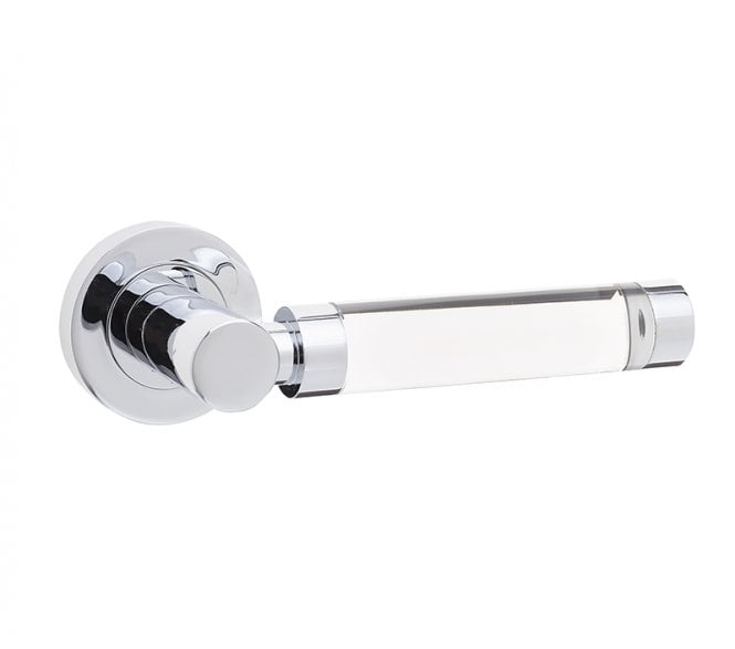 Frelan JH5314 Milo Glass Door Handles On Round Rose - Polished Chrome