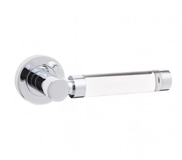 Frelan JH5314 Milo Glass Door Handles On Round Rose - Polished Chrome
