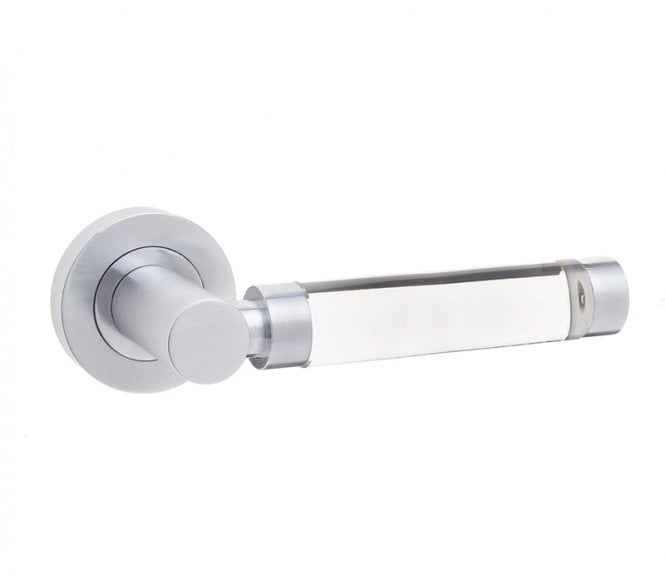 Frelan JH5314 Milo Glass Door Handles On Round Rose - Satin Chrome