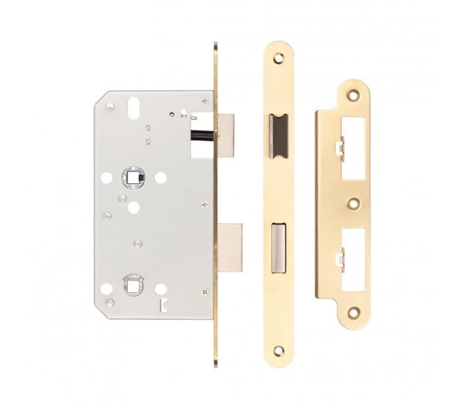 Frelan JL-DB60RSB DIN Bathroom Lock (Radius) - Satin Brass