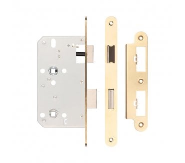 Frelan JL-DB60RSB DIN Bathroom Lock (Radius) - Satin Brass