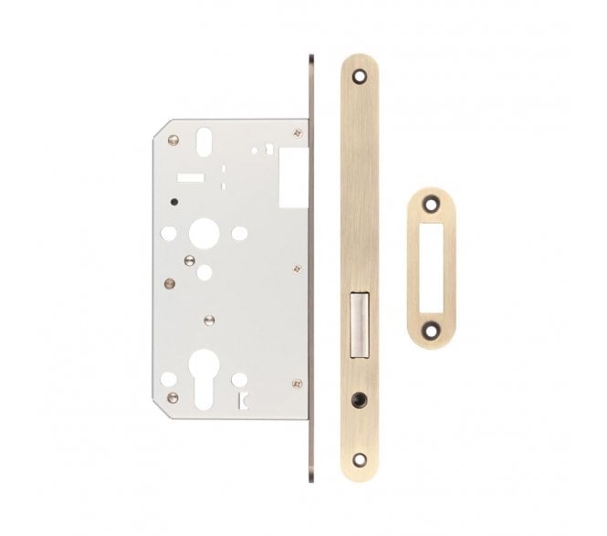 Frelan JL-DD60RAB DIN Euro Profile Deadlock (Radius) - Antique Brass