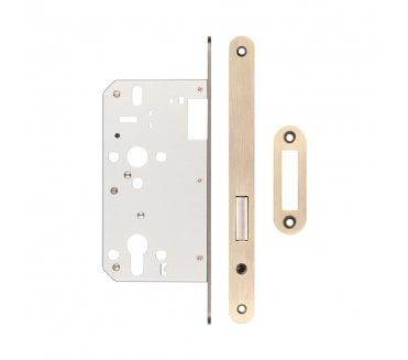 Frelan JL-DD60RAB DIN Euro Profile Deadlock (Radius) - Antique Brass
