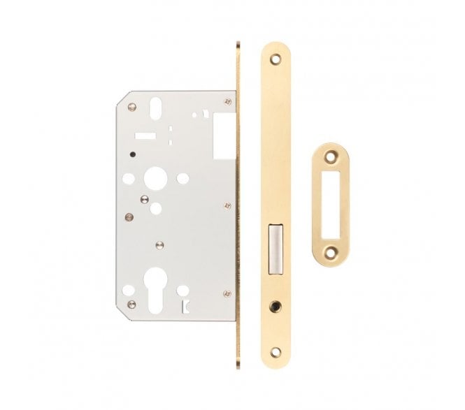 Frelan JL-DD60RSB DIN Euro Profile Deadlock (Radius) - Satin Brass