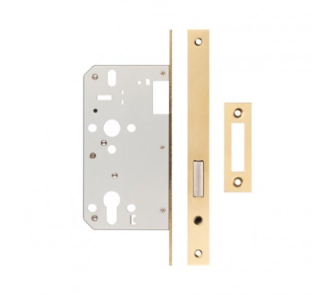 Frelan JL-DD60SB DIN Euro Profile Deadlock - Satin Brass