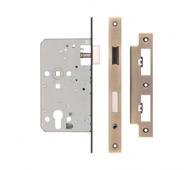 Frelan JL-DE60AB DIN Euro Profile Escape Lock - Antique Brass