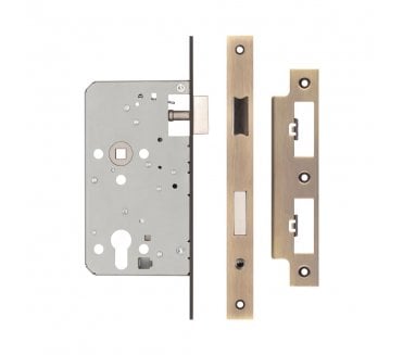 Frelan JL-DE60AB DIN Euro Profile Escape Lock - Antique Brass