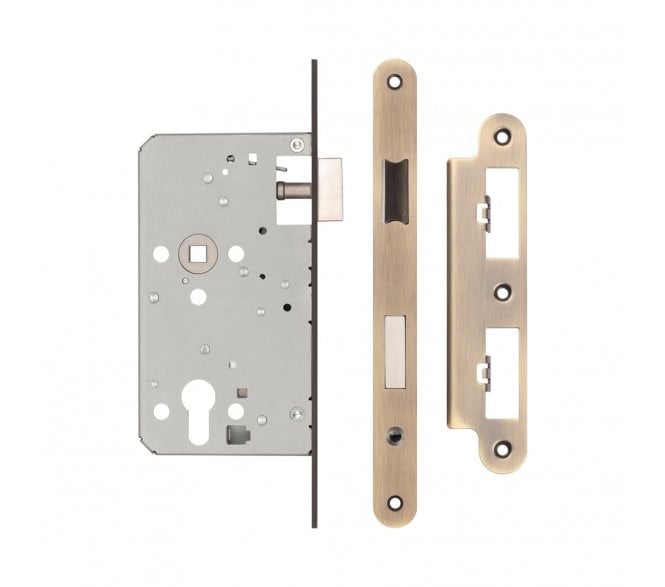 Frelan JL-DE60RAB DIN Euro Profile Escape Lock (Radius) - Antique Brass