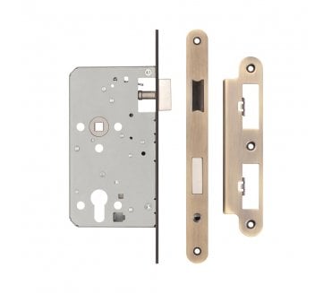 Frelan JL-DE60RAB DIN Euro Profile Escape Lock (Radius) - Antique Brass