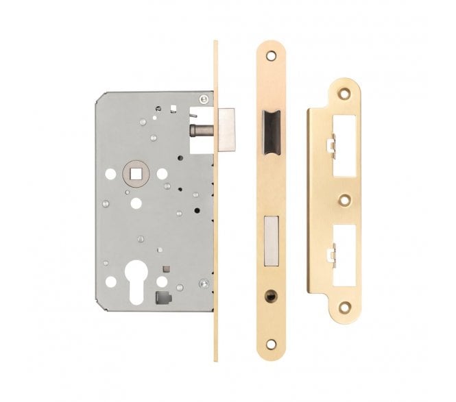 Frelan JL-DE60RSB DIN Euro Profile Escape Lock (Radius) - Satin Brass