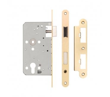 Frelan JL-DE60RSB DIN Euro Profile Escape Lock (Radius) - Satin Brass
