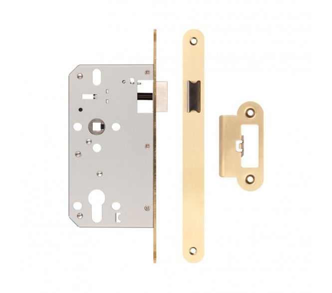Frelan JL-DL60RSB DIN Latch (Radius) - Satin Brass