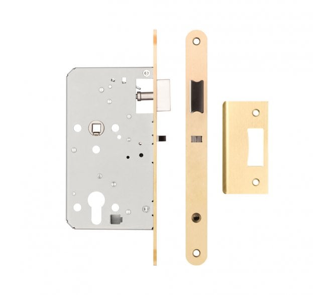 Frelan JL-DNL60RSB DIN Euro Profile Night Latch (Radius) - Satin Brass