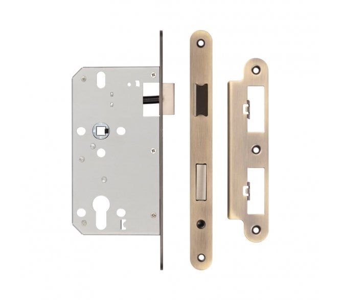 Frelan JL-DS60RAB DIN Euro Profile Sashlock (Radius) - Antique Brass