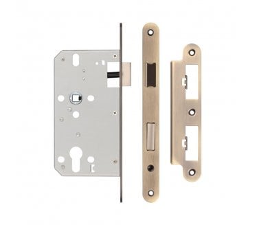 Frelan JL-DS60RAB DIN Euro Profile Sashlock (Radius) - Antique Brass