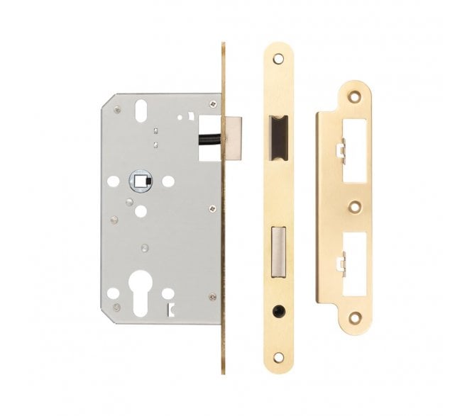 Frelan JL-DS60RSB DIN Euro Profile Sashlock (Radius) - Satin Brass