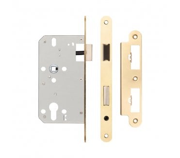 Frelan JL-DS60RSB DIN Euro Profile Sashlock (Radius) - Satin Brass