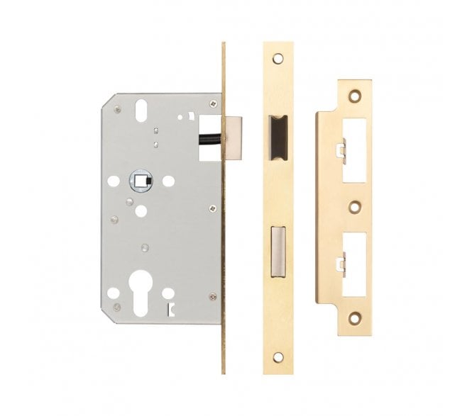Frelan JL-DS60SB DIN Euro Profile Sashlock - Satin Brass