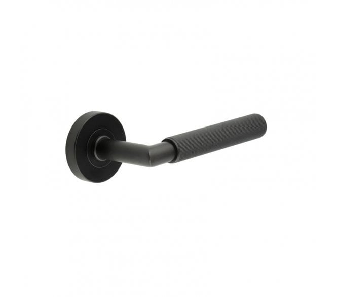Frelan JMB402 Lines Lever on Round Rose - Matt Black