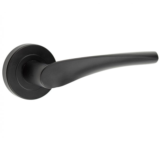 Frelan JMB501 Vecta Door Handles On Round Rose - Matt Black