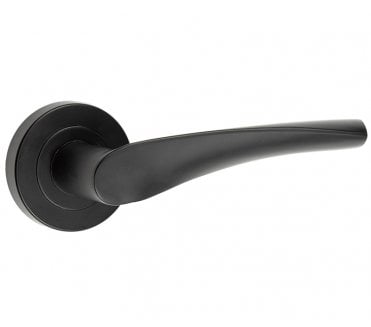 Frelan JMB501 Vecta Door Handles On Round Rose - Matt Black