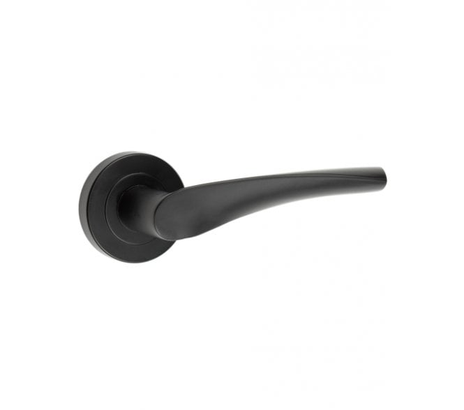 Frelan JMB504 Twirl Door Handles On Round Rose - Matt Black