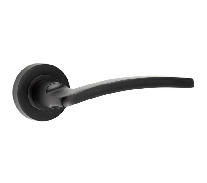 Frelan JMB700 Noir Door Handles On Rose - Matt Black