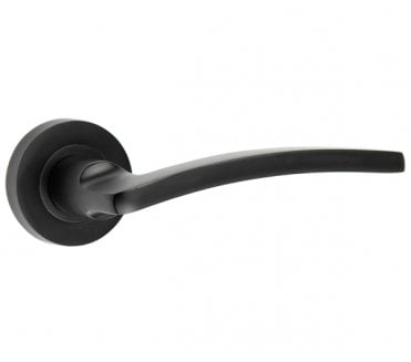 Frelan JMB700 Noir Door Handles On Rose - Matt Black