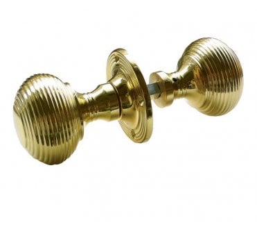 Frelan JR6R Beehive Rim Door Knobs - Polished Brass