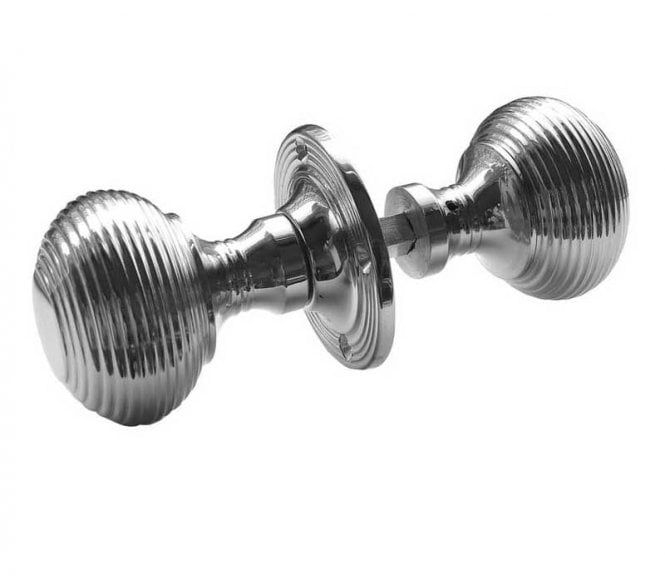 Frelan JR6R Beehive Rim Door Knobs - Polished Chrome