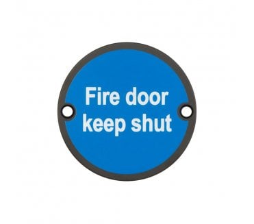 Frelan JS100MB Stainless Steel Fire Door Keep Shut Symbol - 75mm - Matt Black
