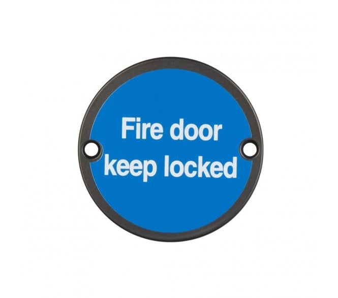 Frelan JS101MB Stainless Steel Fire Door Keep Locked Symbol - 75mm - Matt Black