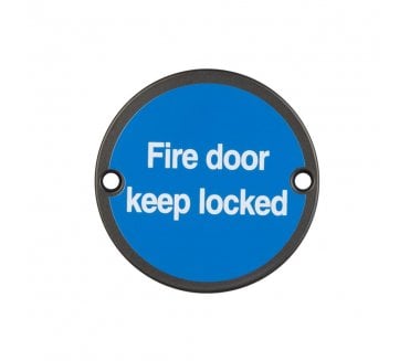 Frelan JS101MB Stainless Steel Fire Door Keep Locked Symbol - 75mm - Matt Black