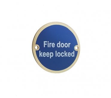 Frelan JS101PB Stainless Steel Fire Door Keep Locked Symbol - 75mm - Polished Brass