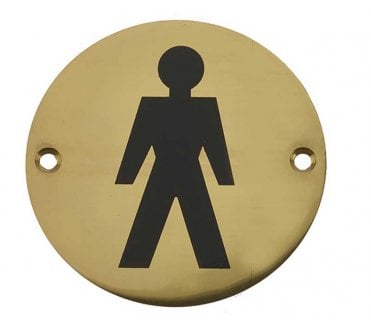 Frelan JS102PB Stainless Steel Male Sex Symbol - 75mm - Polished Brass