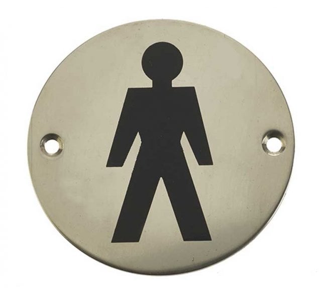 Frelan JS102PSS Stainless Steel Male Sex Symbol - 75mm - Polished Stainless Steel
