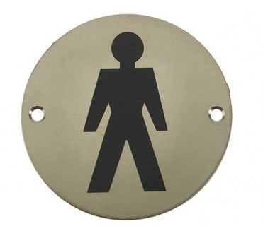 Frelan JS102SSS Stainless Steel Male Sex Symbol - 75mm - Satin Stainless Steel