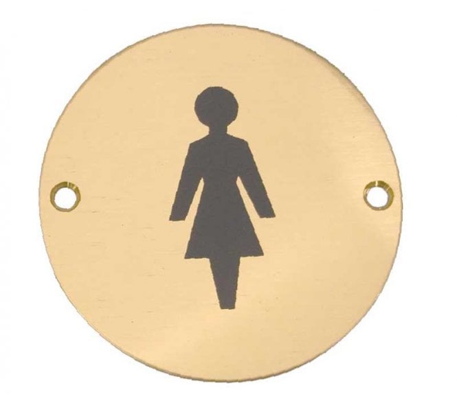 Frelan JS103PB Stainless Steel Female Sex Symbol - 75mm - Polished Brass
