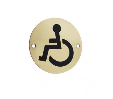 Frelan JS104PB Stainless Steel Less-Able Symbol - 75mm - Polished Brass