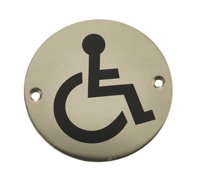 Frelan JS104PSS Stainless Steel Less-Able Symbol - 75mm - Polished Stainless Steel