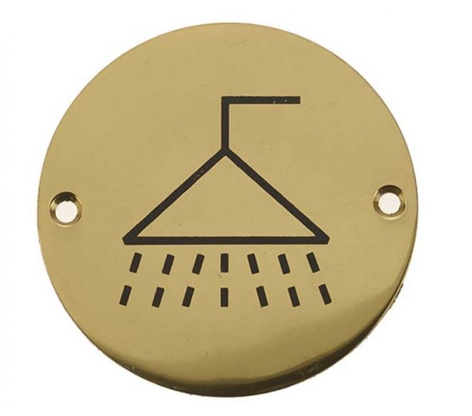 Frelan JS106PB Stainless Steel Shower Symbol - 75mm - Polished Brass