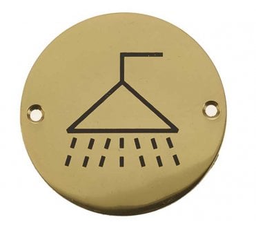 Frelan JS106PB Stainless Steel Shower Symbol - 75mm - Polished Brass