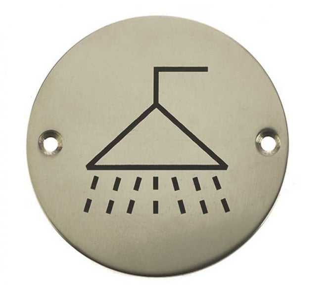 Frelan JS106PSS Stainless Steel Shower Symbol - 75mm - Polished Stainless Steel