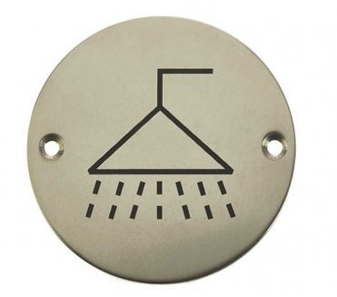 Frelan JS106PSS Stainless Steel Shower Symbol - 75mm - Polished Stainless Steel