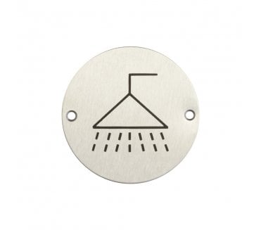 Frelan JS106SSS Stainless Steel Shower Symbol - 75mm - Satin Stainless Steel