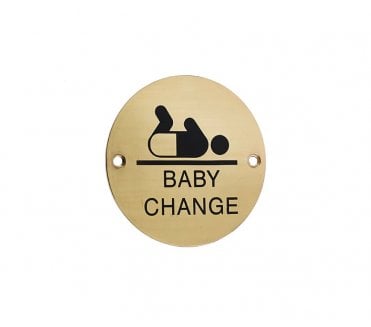 Frelan JS107PB Stainless Steel Baby Change Symbol - 75mm - Polished Brass