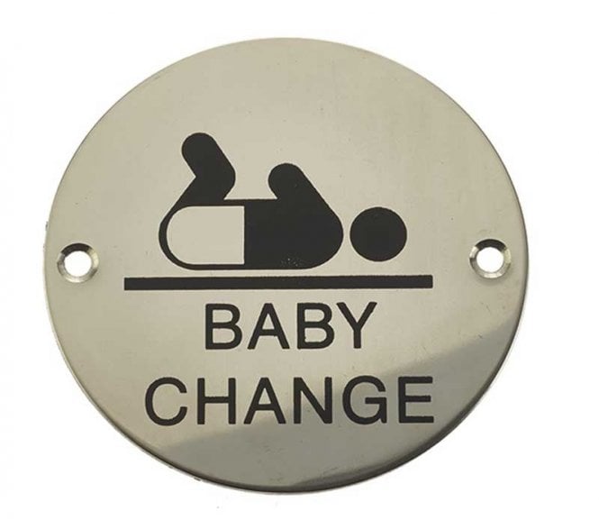 Frelan JS107PSS Stainless Steel Baby Change Symbol - 75mm - Polished Stainless Steel
